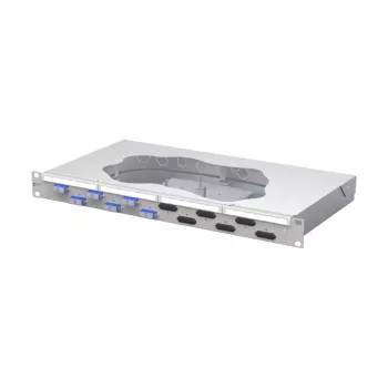 METZ CONNECT panel de empalme de fibra óptica 6 puertos SC-D OS2, 1U, 12 fibras, gris claro 150459E206-F