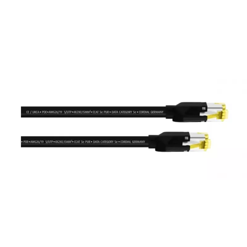 Cable de red Cordial 15541 CAT 5e S/UTP, RJ45, 20 m, negro, funda de PUR
