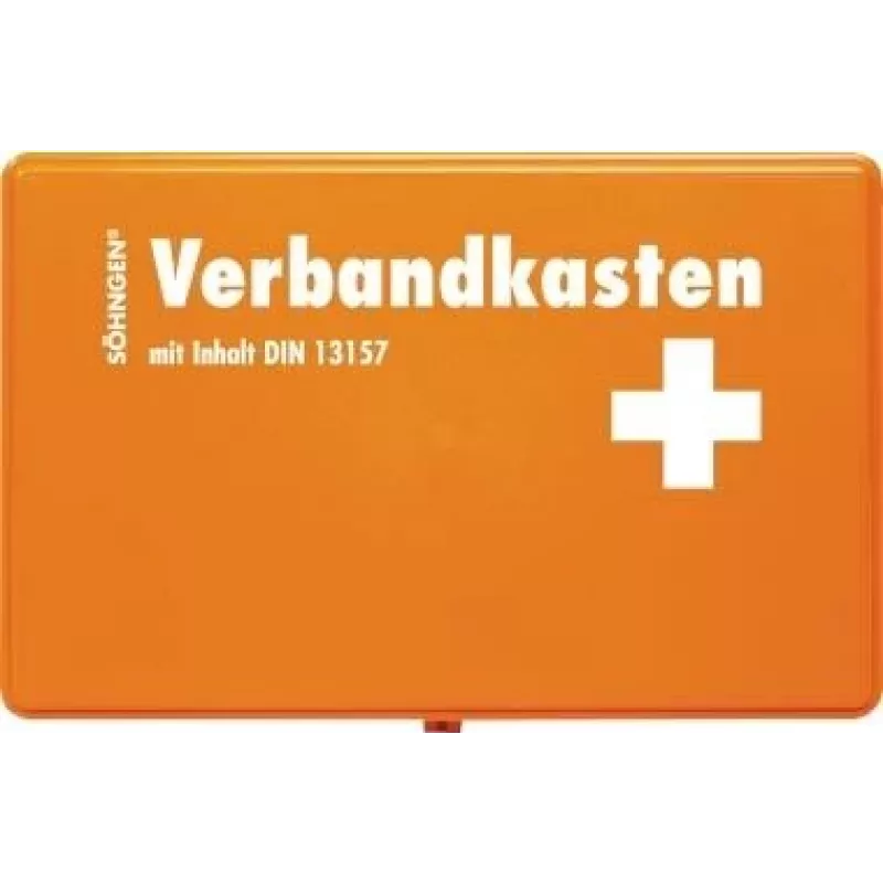 Botiquín de primeros auxilios Söhngen DIN 13157 3003045 naranja ABS resistente a impactos con soporte de pared