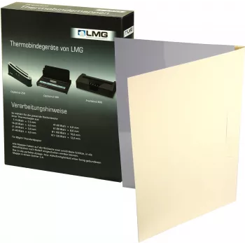 Carpetas de encuadernación térmica LMG A4 beige lino 3 mm lomo pack de 50 BMDLEM-BEIG-R3