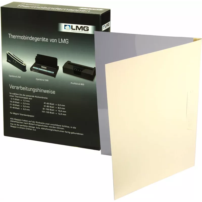 Carpetas de encuadernación térmica LMG A4 beige lino 3 mm lomo pack de 50 BMDLEM-BEIG-R3