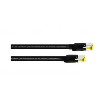 Cable de red Cordial 15580 CAT 7a S/FTP, 5 m, negro, funda de PUR, RJ45, 10 Gbps, 1000 MHz