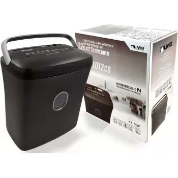 LMG DWS-1012CD destructora de documentos con corte en partículas y contenedor separado para CD/DVD, nivel de seguridad P-4, 10-12 hojas, 21L