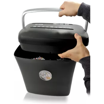 LMG DWS-1012CD destructora de documentos con corte en partículas y contenedor separado para CD/DVD, nivel de seguridad P-4, 10-12 hojas, 21L