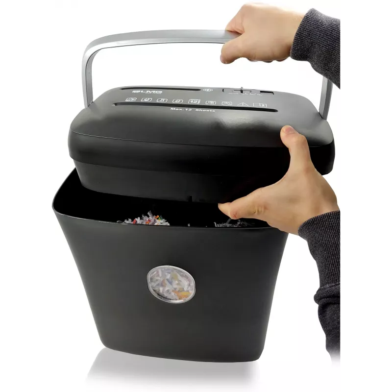 LMG DWS-1012CD destructora de documentos con corte en partículas y contenedor separado para CD/DVD, nivel de seguridad P-4, 10-12 hojas, 21L