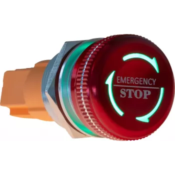 JOY-IT Button22NA-01 Pulsador de parada de emergencia, enclavamiento mecánico, rojo/verde, Ø22 mm, IP67, IK10
