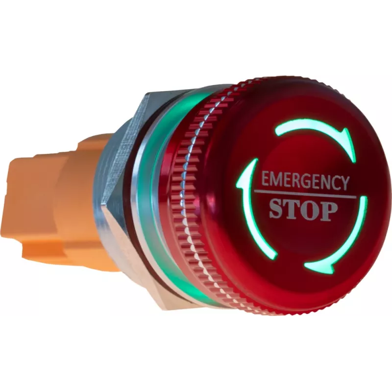 JOY-IT Button22NA-01 Pulsador de parada de emergencia, enclavamiento mecánico, rojo/verde, Ø22 mm, IP67, IK10
