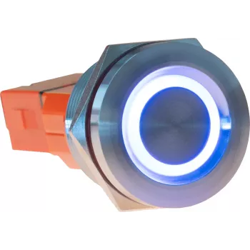 JOY-IT Button22T-01 Pulsador (contacto normalmente abierto), LED rojo/azul, 22mm, IP68, IK10