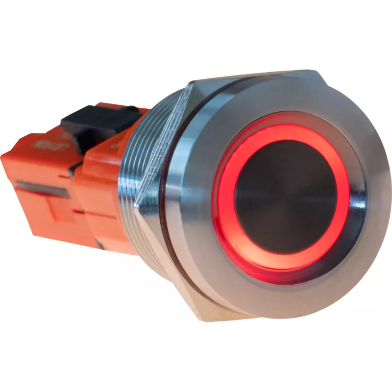 JOY-IT Button22T-01 Pulsador (contacto normalmente abierto), LED rojo/azul, 22mm, IP68, IK10