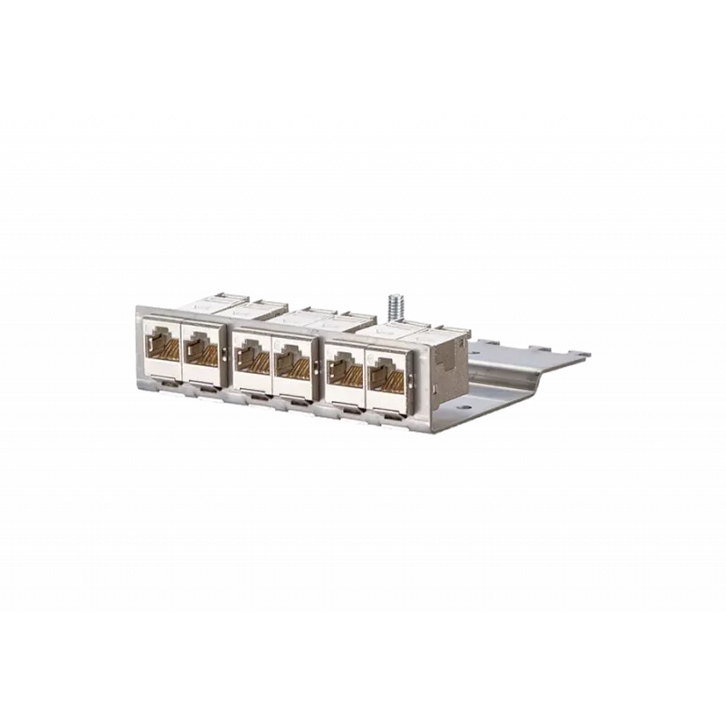 METZCONNECT BTR E-DATmodul 6x88 1U Panel de conexiones CAT6 con 6 módulos RJ45 blindados, gestión de cables integrada y alivio de tensión 130922-03-E