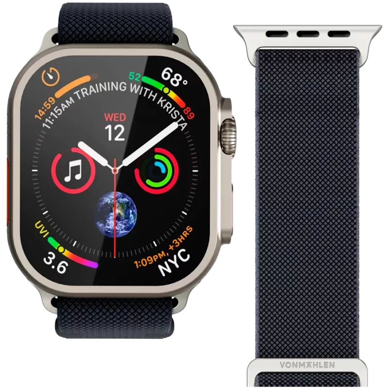 VONMÄHLEN Classic Nylon Loop Correa para Apple Watch 44/45/46/49mm, Azul marino, Talla única