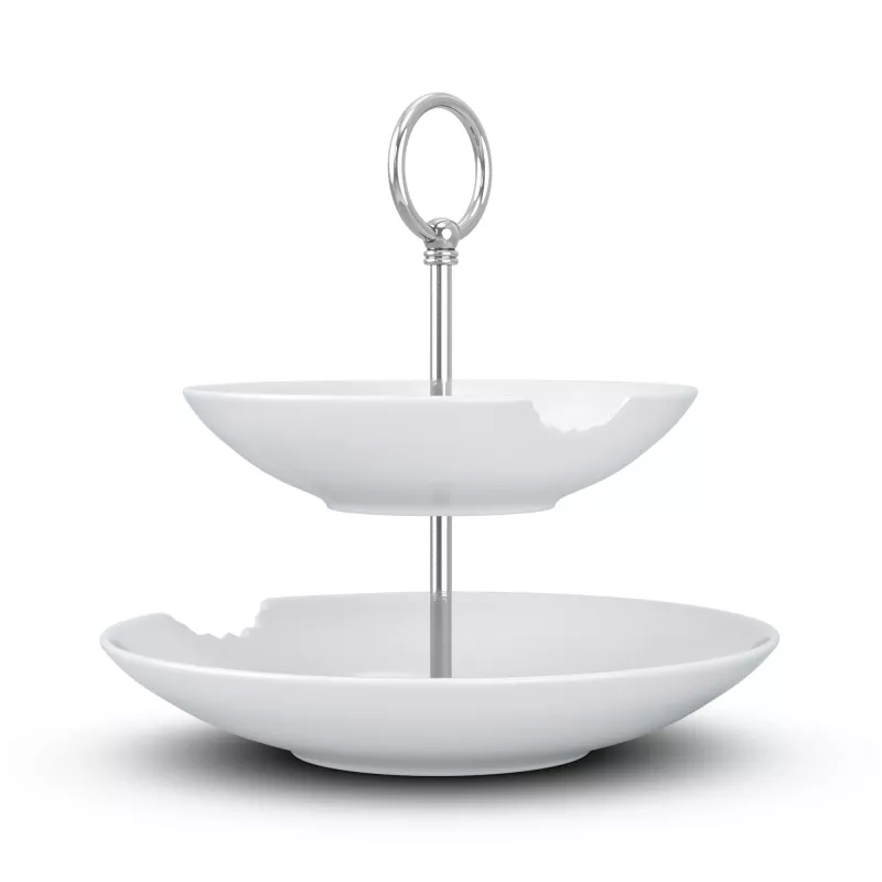 FIFTYEIGHT PRODUCTS BHS FIFTYEIGHT Food-Tempel Plato hondo de 2 niveles con bocado (T023501) – Set de 2 cuencos de porcelana, 500 ml, Blanco