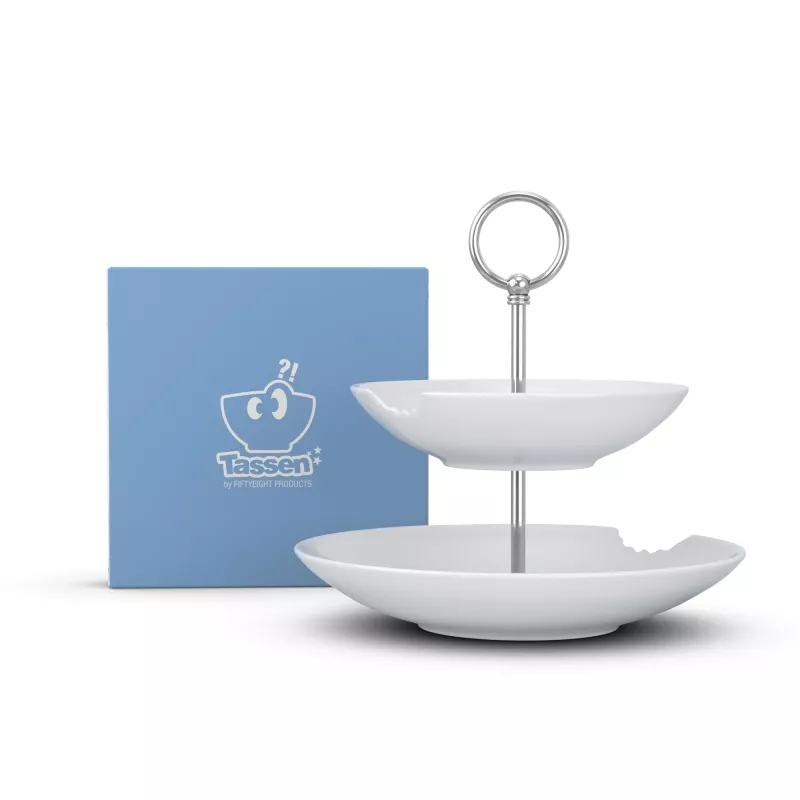 FIFTYEIGHT PRODUCTS BHS FIFTYEIGHT Food-Tempel Plato hondo de 2 niveles con bocado (T023501) – Set de 2 cuencos de porcelana, 500 ml, Blanco