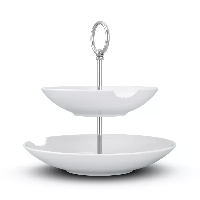 FIFTYEIGHT PRODUCTS BHS FIFTYEIGHT Food-Tempel Plato hondo de 2 niveles con bocado (T023501) – Set de 2 cuencos de porcelana, 500 ml, Blanco