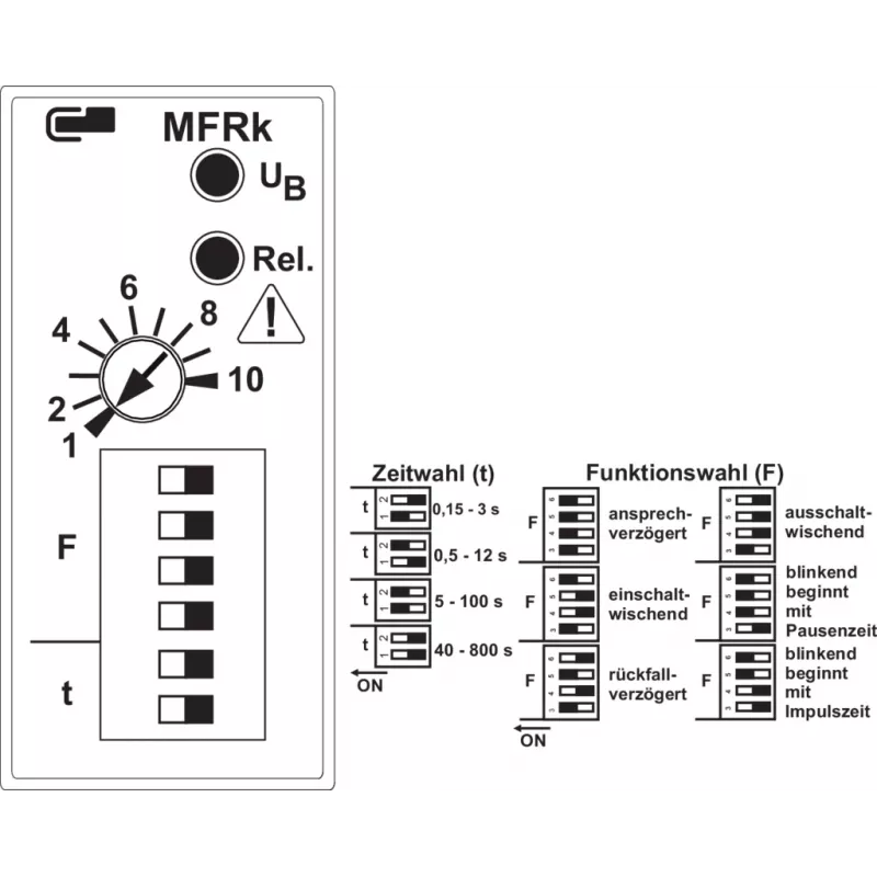 METZ CONNECT MFRk-E12 Relé multifunción temporizador 0,15-800s, 24-240V AC/DC, 1 CO 110310412230