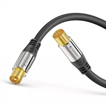 PURELINK Sonero Cable de antena 2 m S-AC000-020 Premium, coaxial conector macho a hembra, 75 ohmios, doblemente blindado, blanco