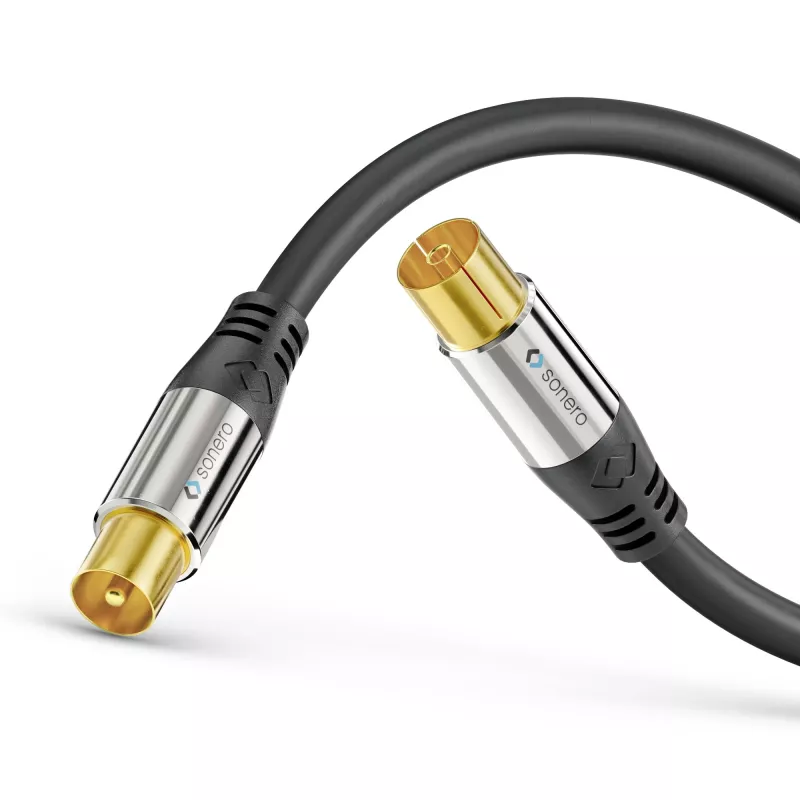 PURELINK Sonero Cable de antena 2 m S-AC000-020 Premium, coaxial conector macho a hembra, 75 ohmios, doblemente blindado, blanco