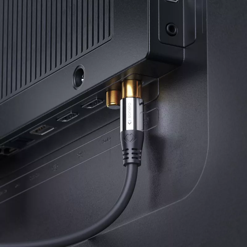 PURELINK Sonero Cable de antena 2 m S-AC000-020 Premium, coaxial conector macho a hembra, 75 ohmios, doblemente blindado, blanco