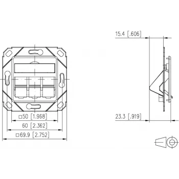 METZ BTR 130B20D31102KE Caja empotrable vacía Keystone de 3 puertos según estándar alemán, blanco puro