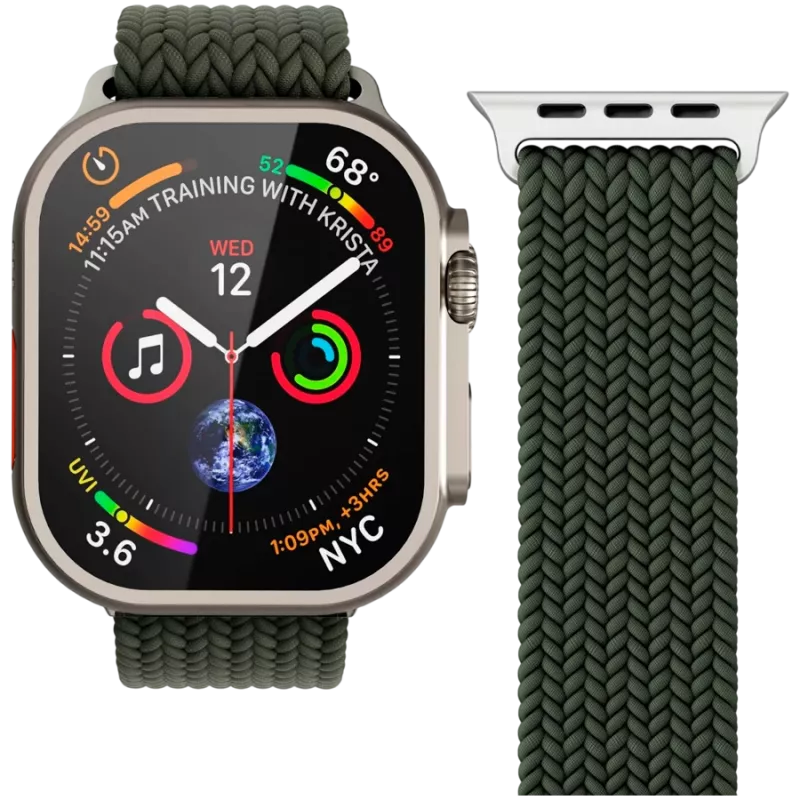 VONMÄHLEN Woven Loop para Apple Watch 44/45/46/49mm, oliva
