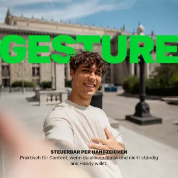 GREEN MNKY GM TrackMotion Gimbal Z.SH.1 - estabilizador para smartphone con seguimiento facial y de objetos por IA, giro 360°, control por gestos, USB-C, negro