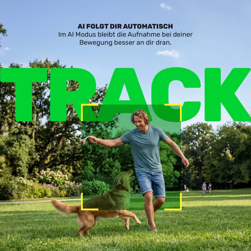 GREEN MNKY GM TrackMotion Gimbal Z.SH.1 - estabilizador para smartphone con seguimiento facial y de objetos por IA, giro 360°, control por gestos, USB-C, negro