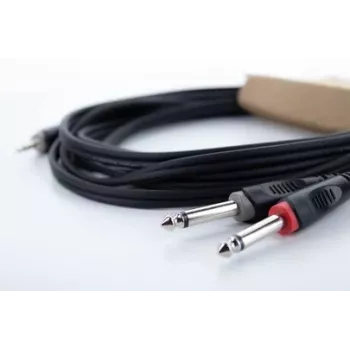 Cordial 14862 cable adaptador de audio en Y de 3,5 mm estéreo a 2x 6,3 mm mono cable doble PVC