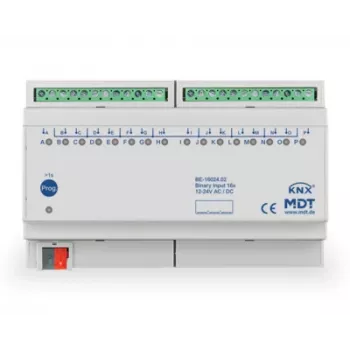 Módulo de entrada binaria MDT BE-16024.02 de 16 canales 8TE carril DIN 24V AC/DC KNX