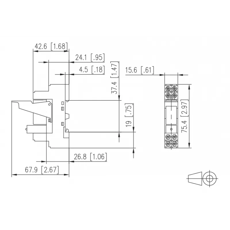 Relé de potencia en miniatura METZ Connect RM21 24 V DC, 1 conmutador (SPDT), 10 A, montaje en PCB 11051125
