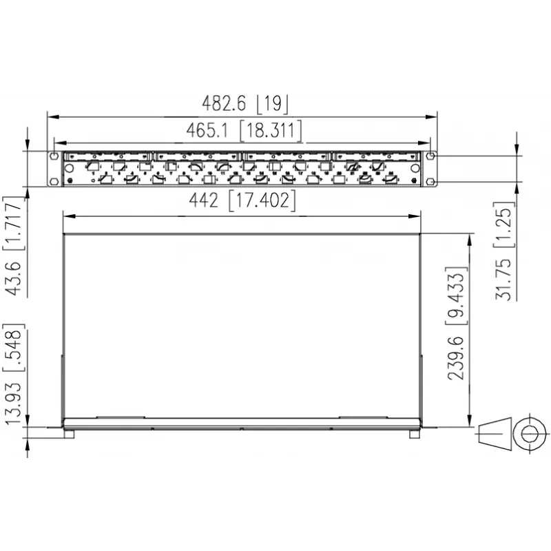 Panel de parcheo de empalmes METZ CONNECT 24xLC-dúplex OM4, 1U montaje en rack, 48 fibras 1504677524-E