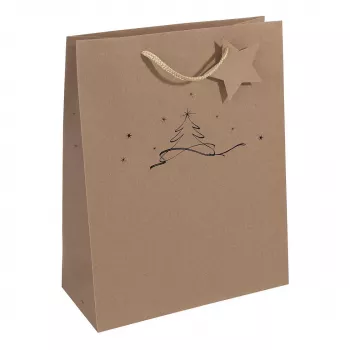 Bolsa de regalo SIGEL árbol de Navidad, grande, papel kraft marrón, 157 g/m², 1 ud. (GT037)