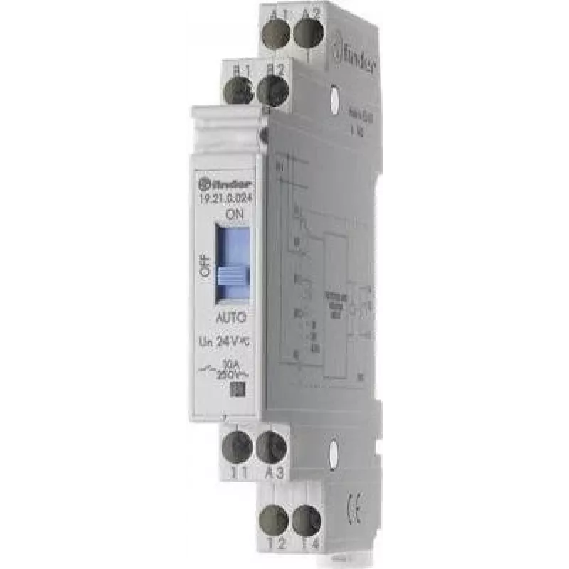 Interruptor crepuscular Finder 19.21.0.024 con temporizador y contacto de retorno, 1 CO 10 A, 24 V AC/DC