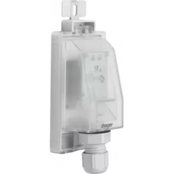 Sensor de luz exterior Hager EEN003 para interruptor crepuscular, montaje en superficie, IP55, cable de 1,5 m, gris