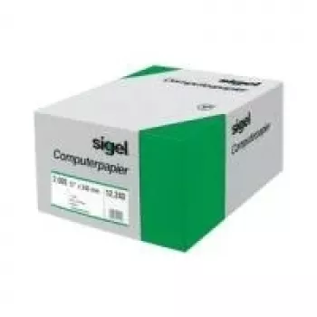 Sigel 08371 papel continuo para ordenador, perforación individual, líneas verdes, 203 x 375 mm, 60 g/m², 2000 hojas