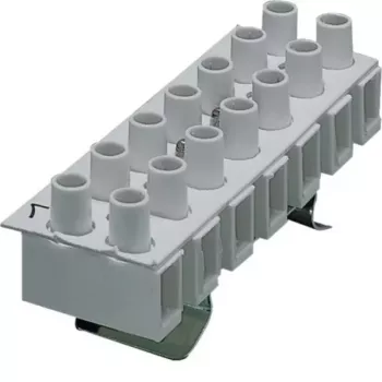 Hager K53 borne de conexión en hilera para cable de control 7 polos, conexión por tornillo, montaje en carril DIN, 250V, 24A, gris