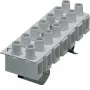 Hager K53 borne de conexión en hilera para cable de control 7 polos, conexión por tornillo, montaje en carril DIN, 250V, 24A, gris