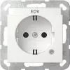 Gira Toma SCHUKO con LED de control y protección infantil elevada, blanco puro brillante, 16 A, 250 V, empotrar, System 55 445203