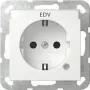 Gira Toma SCHUKO con LED de control y protección infantil elevada, blanco puro brillante, 16 A, 250 V, empotrar, System 55 445203
