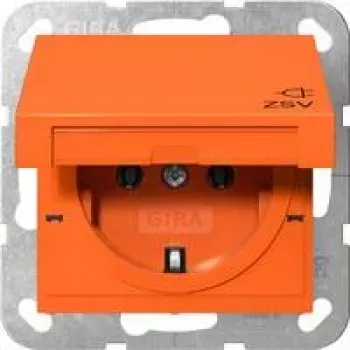 Gira Toma SCHUKO con tapa abatible, protección infantil elevada, naranja 4454109