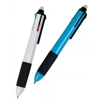 WEDO Bolígrafo borrable 4 colores con goma de borrar integrada, caja expositora con 12 256 4499