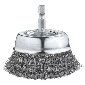 KWB 606333 cepillo de copa de alambre de acero HSS trenzado, 50 mm de diámetro, vástago de 6 mm, para taladradoras y atornilladores de batería