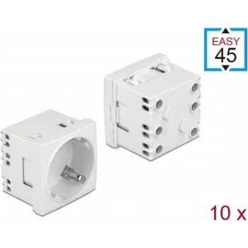 Delock Easy 45 toma Type F con obturador, blanco RAL 9003, 16 A, 250 V, pack de 10 81324