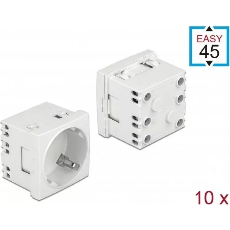 Delock Easy 45 toma tipo F con obturador, blanco RAL 9003, 16 A, 250 V, pack de 10 81324
