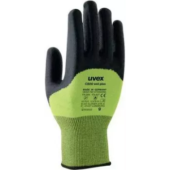 Uvex Handschutz Strick-HS C500 wet plus guantes de protección anticorte, talla 7, antracita/lima 6049607
