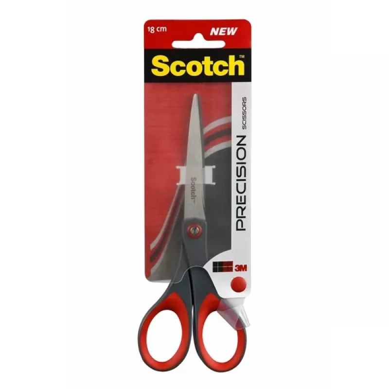 3M Scotch tijeras Precision 180 mm rojo/gris punta acero inoxidable Comfort Grip (1447)