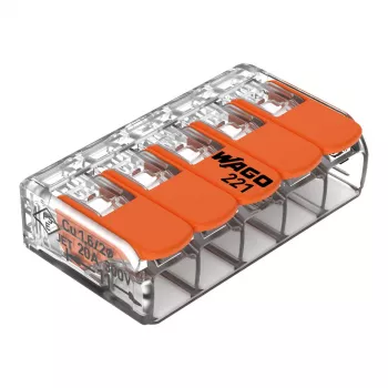 WAGO 221-415 COMPACT regleta de conexión 5 conductores 4 mm², pack de 25