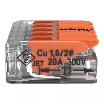 WAGO 221-415 COMPACT regleta de conexión 5 conductores 4 mm², pack de 25