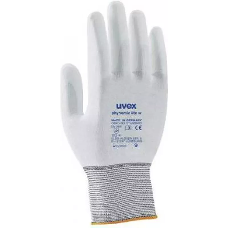 Uvex phynomic lite w guantes de protección, talla 9, gris/blanco 6004109
