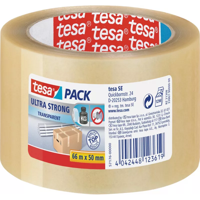 TESA cinta de embalaje de PVC transparente ultra fuerte 66 m (57176)