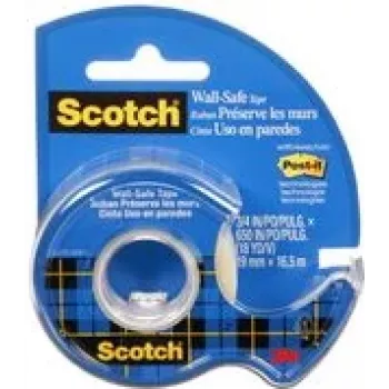 3M Scotch cinta Wall-Safe con dispensador manual, 19mm x 16,5m, transparente, despegable sin residuos 183-EFDG